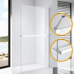 STUXI Milano Easy Plus Walk-in zuhanyfal, 90x200 cm, 8 mm vastag vízlepergető üveggel, helytakarékos stabilizátorral, polccal, törölközőtartóval (TL-6615-90-TL-6615C-2-TL-6615C-5-TL-6615C-6)