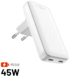 FIXED Slim Traveller 2xUSB-C utazási töltő világadapter GaN 45W, fehér (FIXCG45S-2CD-WH) - mzona