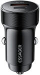 ESSAGER ESSAGER® ES-CC24 PD 30W - alumínium autós töltő. 1x USB-A + 1x USB Type-C gyorstöltő port, intelligens chip - fekete