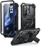 SUPCASE ArmorBox Samsung Galaxy S26 ütésálló tok, kijelző védelemmel, kitámasztóval, MagSafe, fekete