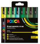 uni Dekormarker készlet, 1, 8-2, 5 mm, UNI "Posca PC-5M", 8 különböző zöld szín (302422441) - mystock