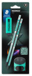 STAEDTLER Grafitceruza készlet, hegyezővel, radírral, HB, STAEDTLER "Norix® 181", zöld (181 SBK2-3) - mystock
