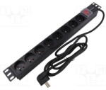 Qoltec Prelungitor Power strip for RACK 1U 16A, PDU, 8xFRENCH, 2m (54471) - pcone