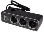 Gigapack szivargyújtó adapter 3in1 3 szivargyújtó aljzat + USB aljzat fekete (GP-12978) (GP-12978) - xpro