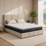 Sincere Furniture [Új modell] ASTRA 7 cm-es mini rugós fedőmatrac csúszásgátló alsó felülettel és steppelt huzattal | Sincere 180x200cm (508-180)