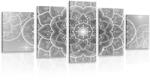 Dovido Tablou 5-piese Mandala orientală în design alb-negru - 100x50 - dovido - 266,61 RON
