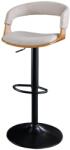 Invicta interior Scaun de bar MANHATTAN 64-85 cm rotativ, tesatura texturata bej si lemn de frasin (44198)