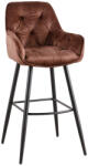 Invicta interior Set doua scaune de bar MILANO 75 cm catifea maro (41962)