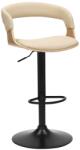 Invicta interior Scaun de bar MANHATTAN 81-110 cm rotativ din piele artificiala bej crem si aspect de lemn de stejar (47716)