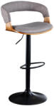 Invicta interior Scaun de bar MANHATTAN 64-85 cm rotativ, tesatura texturata gri si lemn de frasin (44197)