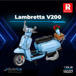 Reobrix 11037 Lambretta V200 robogó modell, 1: 5 méretarány, 1169 db-os készlet, retro dizájn