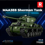 Reobrix 77030 M4A3E8 Sherman harckocsi építőkészlet, 836 db-os készlet, mozgó és nyitható elemekkel
