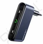 USAMS bluetooth FM transmitter 3.5mm jack aljzat (v5.0, 145mAh + Type-C kábel) SÖTÉTSZÜRKE kihangosító/hangszóró