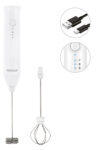 Muhler Мини фрапе миксер Muhler FMX-1010C, 6W, Безжичен, 2 приставки, USB Type-C, 3 скорости, Бял (Type-C) - potrebno Миксер за фрапе