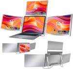  Bővíthető és hordozható laptopmonitor, Qova®, 3 db 14 hüvelykes Full HD 1200P képernyő, sRGB 100%, összecsukható és 360°-ban forgatható monitor, négyképernyős, kompatibilis a 13-17, 3 hüvelyke