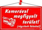  Információs tábla, 22, 5x12, 5 cm, "Kamerával megfigyelt terület", piros (LUIN027) - primatinta