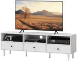 HomCom TV szekrény, TV állvány 75 hüvelykes képernyőkhöz, 3 nyitott rekesz, 3 fiók, farostlemez, fehér (83B-281V90WT)