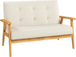 HOMCOM Canapea 3 locuri 115 cm canapea scandinavă cu spătar capitonat, șezut căptușit și cotiere, bej | Aosom Romania (833-913V02BG) Canapea