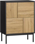 HOMCOM Bufet living mobilier de depozitare dulap de bucătărie uși cu deschidere prin apăsare și 4 compartimente stil modern 60 x 35 x 78 cm, negru | Aosom Romania (83B-524V00BK) Bufet
