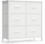 Brius Comoda cu cadru metalic si blat MDF, 6 sertare textile, 77x30x74 cm, alb (EZ-LGS123WH01) Comoda