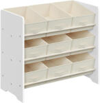 Brius Raft jucarii carti 9 cutii textile detasabile mdf copii, 63x30x60 cm, design sigur, alb (EZ-GKR033W10)