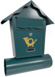 BW MÉLIA Szórólaptartós Postaláda, Házikó forma, Zöld (Z-2050842-V)