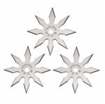 Depox Set trei stele de aruncat, 8 colturi, otel inoxidabil, 10 cm , argintiu (0538)