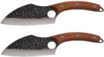 DEPOX Set doua cutite macelarie DEPOX®, lucrate manual, 27 cm, otel inoxidabil, maner lemn, husa piele (0627)