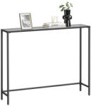 VASAGLE Konzolasztal edzett üveglappal, fekete 100x20x80cm - edeco