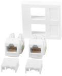 Lanberg 45x45mm beépítőkeret 2xRJ45 CAT. 6 UTP keystone modullal, fehér (WS-4545-2XRJ45K-W) - 3bnetwork