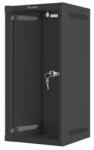 Lanberg 10" fali rack szekrény 12U/280X310, üvegajtó, lapraszerelt, fekete