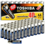 Toshiba alkáli elem ujjak AAA LR03 R3 1.5V NAGY TELJESÍTMÉNYŰ 40 db (TOSBAT0820)