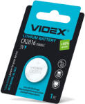 Videx CR2016 lítium gombelem 3V 1 db-os bliszterben (VIDBAT0150)