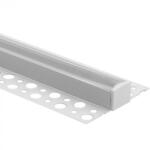 Ecolight Fehér felületre szerelt alumínium profil LED-hez KARTON/GIPS kártyákhoz 2m átlátszó lámpabúrával és Ecolight végsapkákkal (ECOPRO0320P)