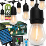 Lumileds Napelemes kerti girland 15x LED dekoratív izzók 10, 4 m 2700 K Meleg + Távirányító IP65 SOLLIS 2 LUMILED (LUMSOL0200)