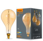 Videx LED izzó E27 PS160 Körte 8W = 42W 500lm 1800K Meleg 360° FILAMENT Borostyánsárga fényerőszabályzó Videx (VIDLED1430)