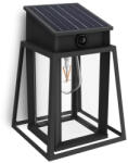 Philips Kerti fali lámpa, napelemes homlokzati kültéri LED, 3, 2 W, 470 lm, 2700 K, IP44, mozgás- és alkonyérzékelővel, fekete, Lysin, ultrahatékony, Philips (8720169361867)