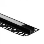 Ecolight REGIPS alumínium LED profil gipszkartonhoz, csempe alá, fekete, 1m, matt borítással LED szalagokhoz + végzárókkal, GN Ecolight sorozat (ECOPRO0685MR)