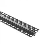 Ecolight LED alumínium profil gipszkartonokhoz REGIPS süllyesztett, süllyesztett, fekete, 2m átlátszó borítással LED szalagokhoz + végzárókkal GPW Ecolight sorozat (ECOPRO0595P)