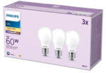 Philips 3 db LED izzós készlet E27 A60 7W = 60W 806lm 2700K meleg izzószál tejes PHILIPS (8719514452381)