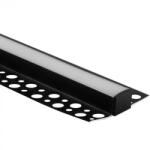 Ecolight Alumínium profil, süllyesztett, fekete, LED-hez, KARTON / GIPSZ lapokhoz, 2 m, matt lámpabúrával és Ecolight végzárókkal (ECOPRO0330MR)