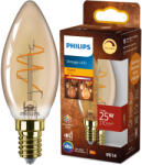 Philips LED izzó E14 gyertya B35 3.1W = 25W 270lm 2200K Meleg CRI90 300° IZZÓFŰSZERES Vintage borostyánszínű, szabályozható dekoratív Philips (8721103048950)