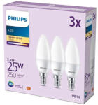 Philips 3 db LED-es gyertyakörte készlet E14 B35 2, 8W = 25W 250lm 2700K meleg matt PHILIPS (8719514460034)