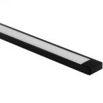 Ecolight Alumínium profil LED szalagokhoz, fekete, süllyesztett/falra szerelhető, 2m, opál lámpabúrával és Ecolight végsapkákkal (ECOPRO0230M)