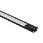 Ecolight Süllyesztett alumínium LED profil, fekete, 1m, matt borítással LED szalagokhoz + végzárókkal, Ecolight P sorozat (ECOPRO0520MR)
