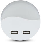 V-TAC Tájoló lámpa LED éjszakai lámpa 0, 45W 4000K Alkonyat érzékelővel és USB porttal Kerek Fehér Samsung Chip VT-84 V-TAC (VTACLE0658)