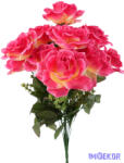  Rózsa selyemvirág csokor 46cm - Pink