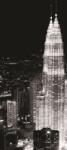 Consalnet Petronas-ikertorony az éjszakában, Kuala Lumpur poszter, fotótapéta (91 x 211 cm) (C1-286VET)