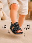 SuperBaby Sandalute negre cu piuitoare - Ursuleti