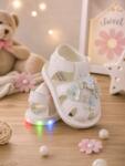 SuperBaby Sandalute accesorizate cu floricele si luminite in talpa